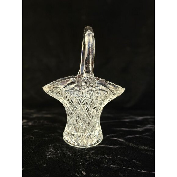 Vintage Princess House Crystal Diamond Cut Glass Basket with a Handle - Picture 7 of 14